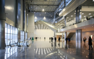 Leadership team view of a large open business center